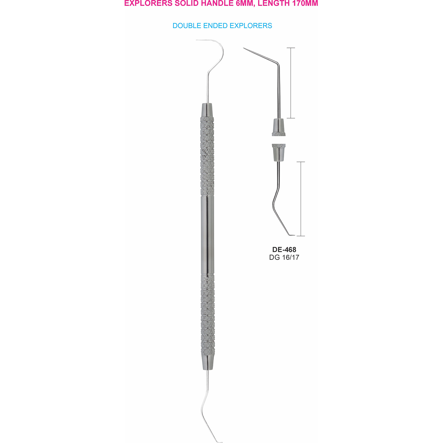 Sonde DG16/17, massief handvat 6 mm, 170 mm