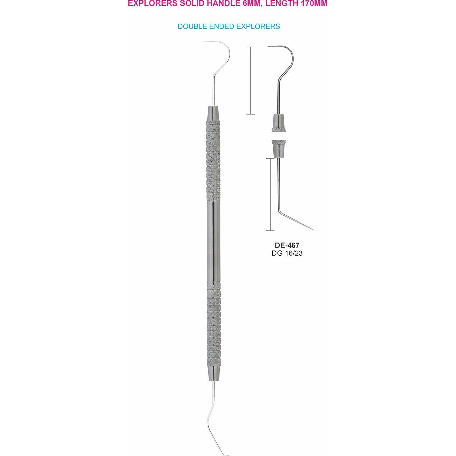 Sonde DG16/23, massief handvat 6 mm, 170 mm