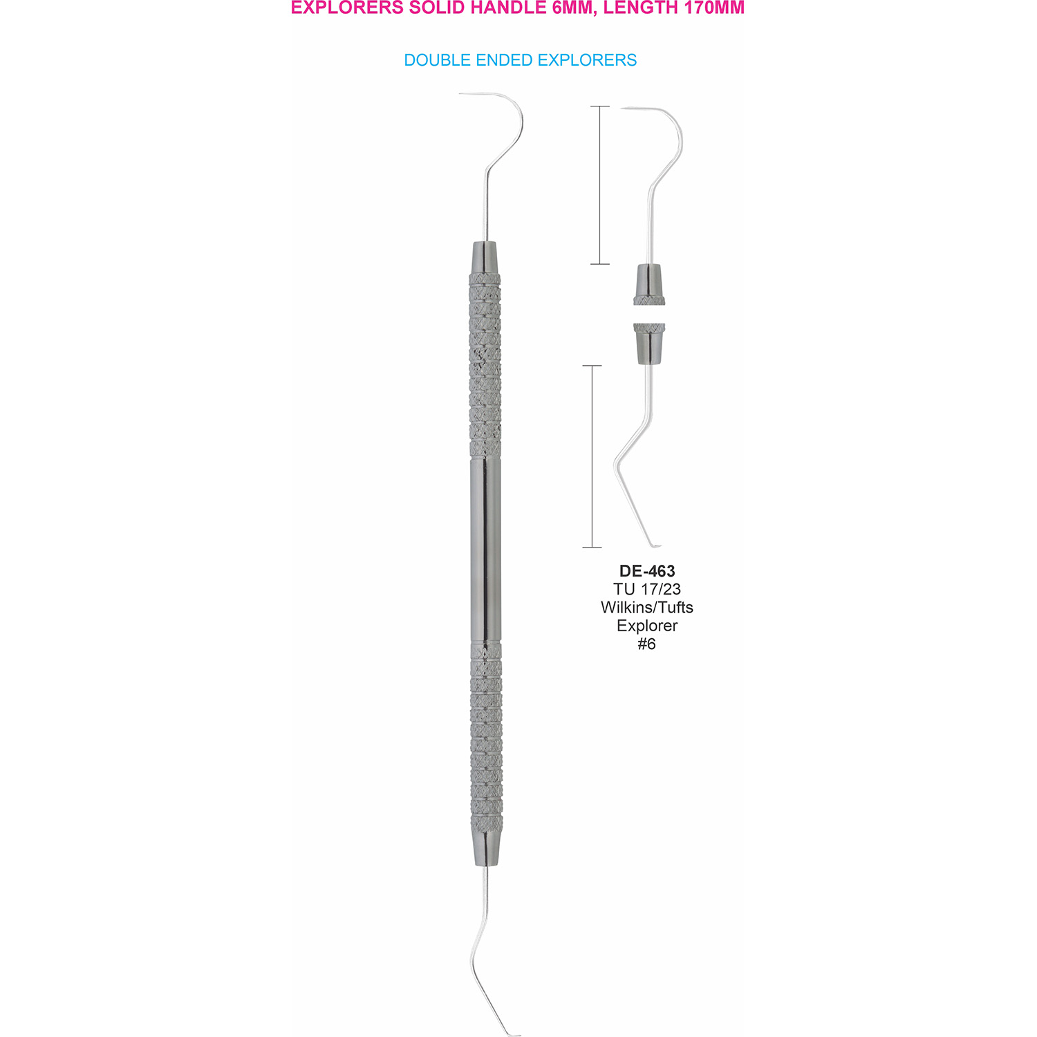 Sonde TU 17/23 Wilkins/Tufts #6, massief handvat 6 mm, 170 mm