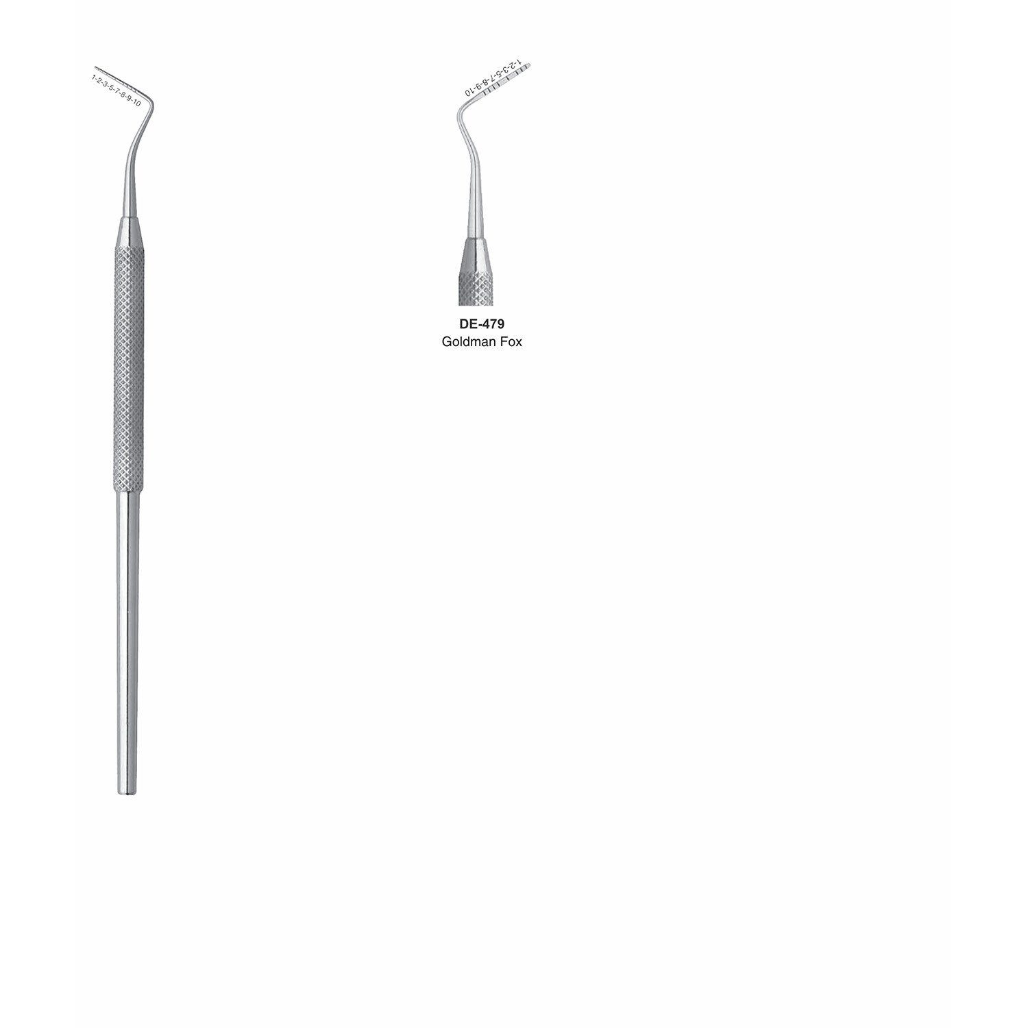Spitse sonde enkelzijdig Goldman-Fox, massief handvat 6 mm, 150 mm