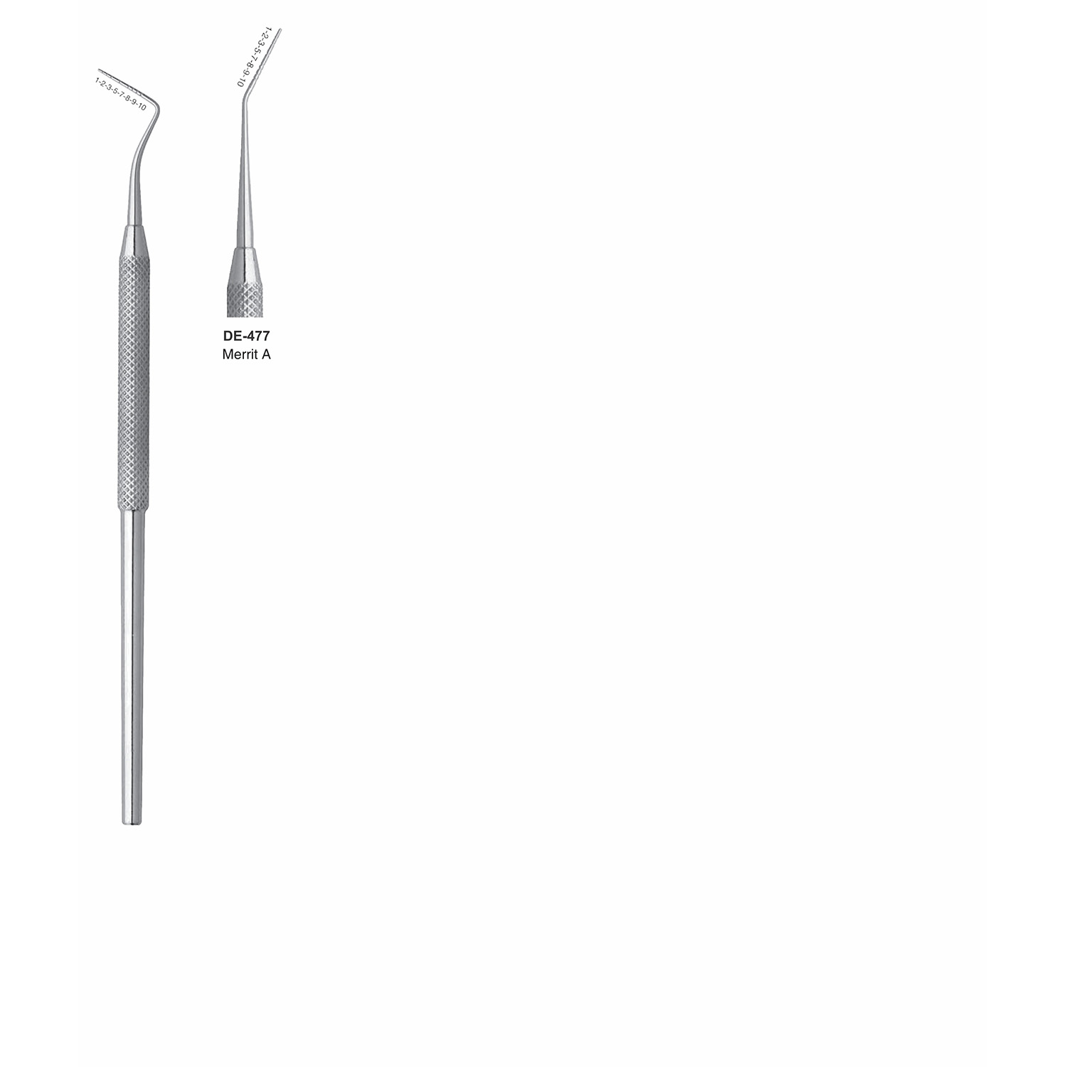 Spitse sonde enkelzijdig Merritt A, massief handvat 6 mm, 150 mm