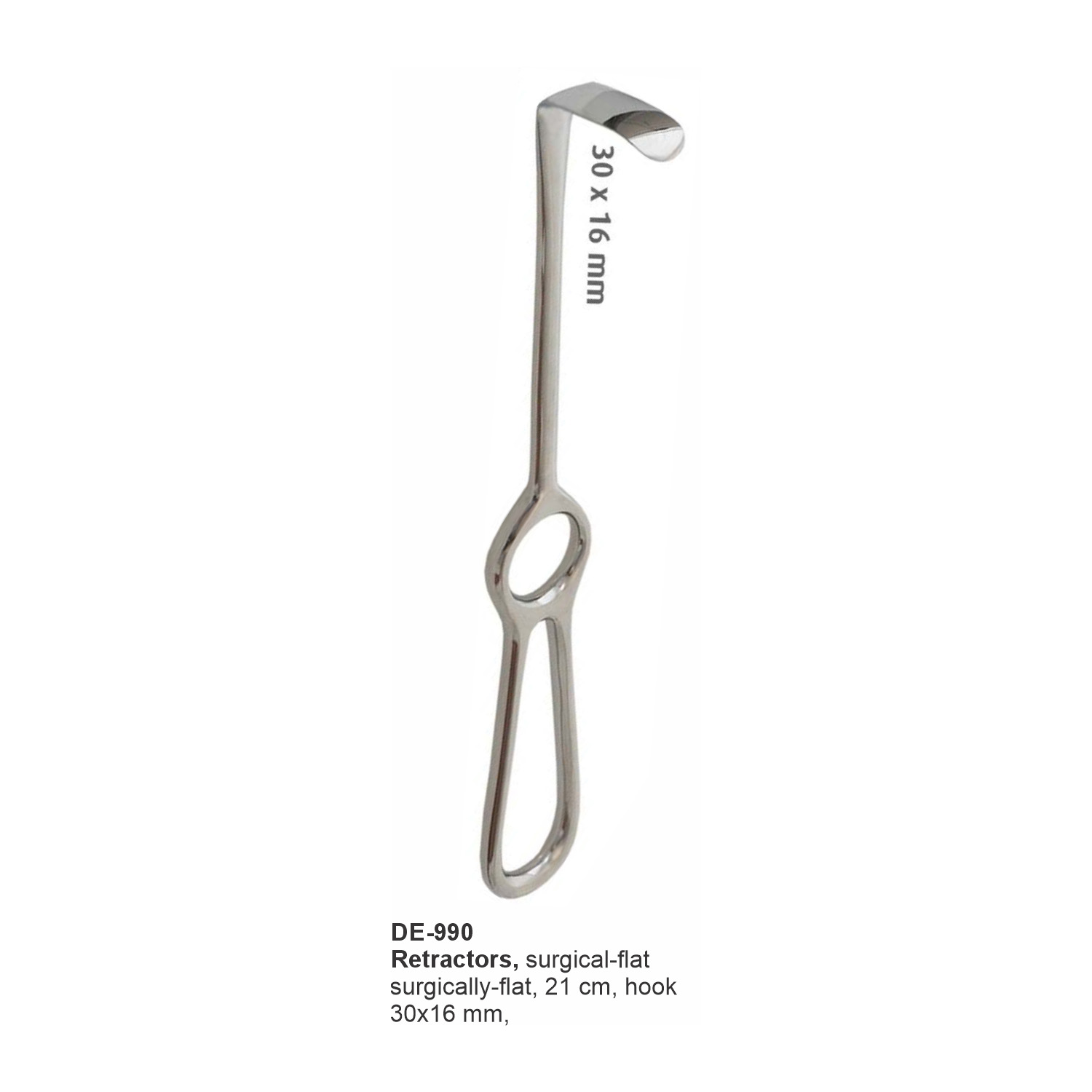 Vlakke chirurgische wondhaak 21 cm, haak 30x16 mm