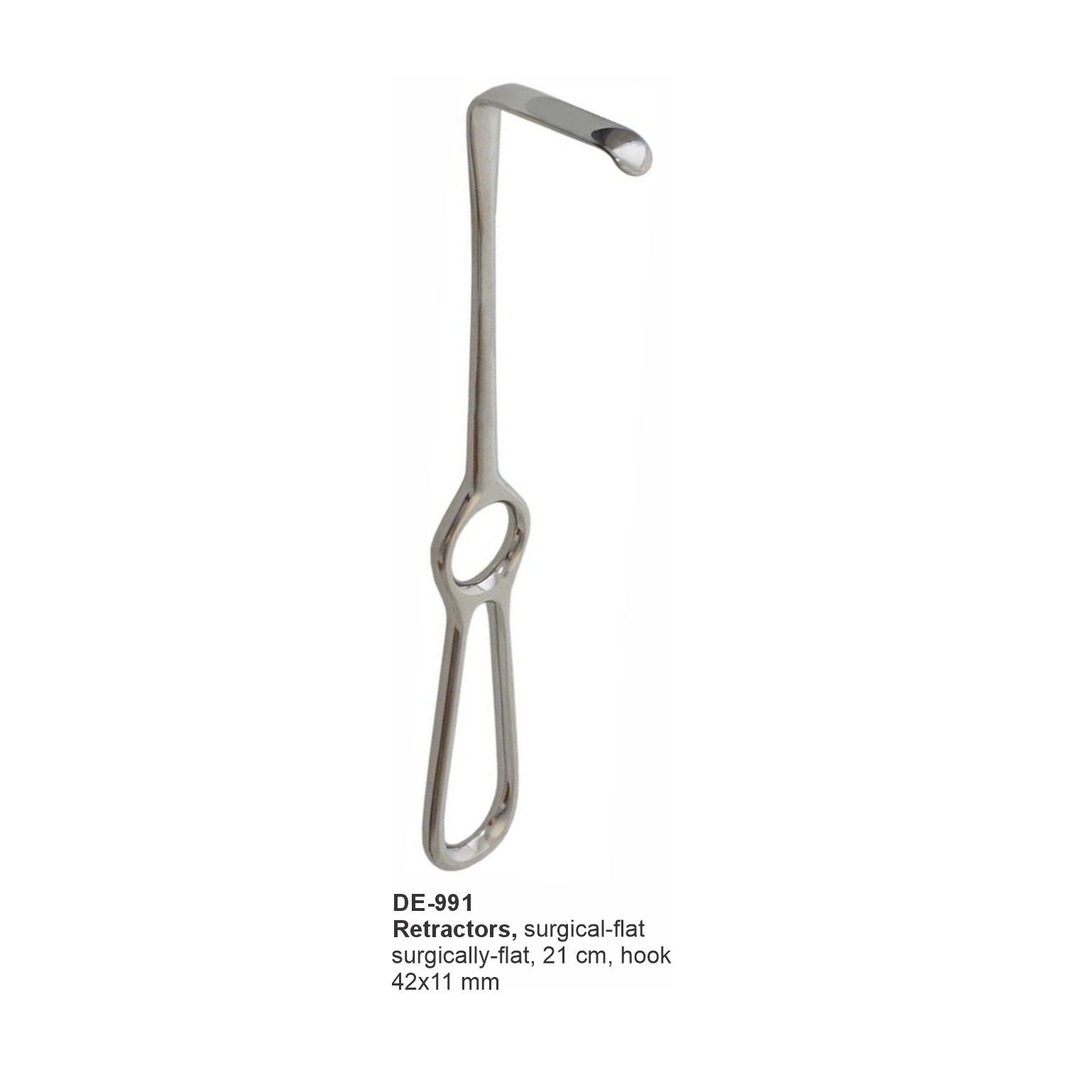 Vlakke chirurgische wondhaak 21 cm, haak 42x11 mm