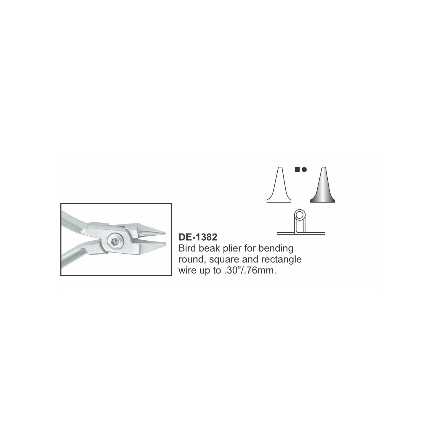 Vogelbektang voor draad tot 0,030 inch/0,76 mm