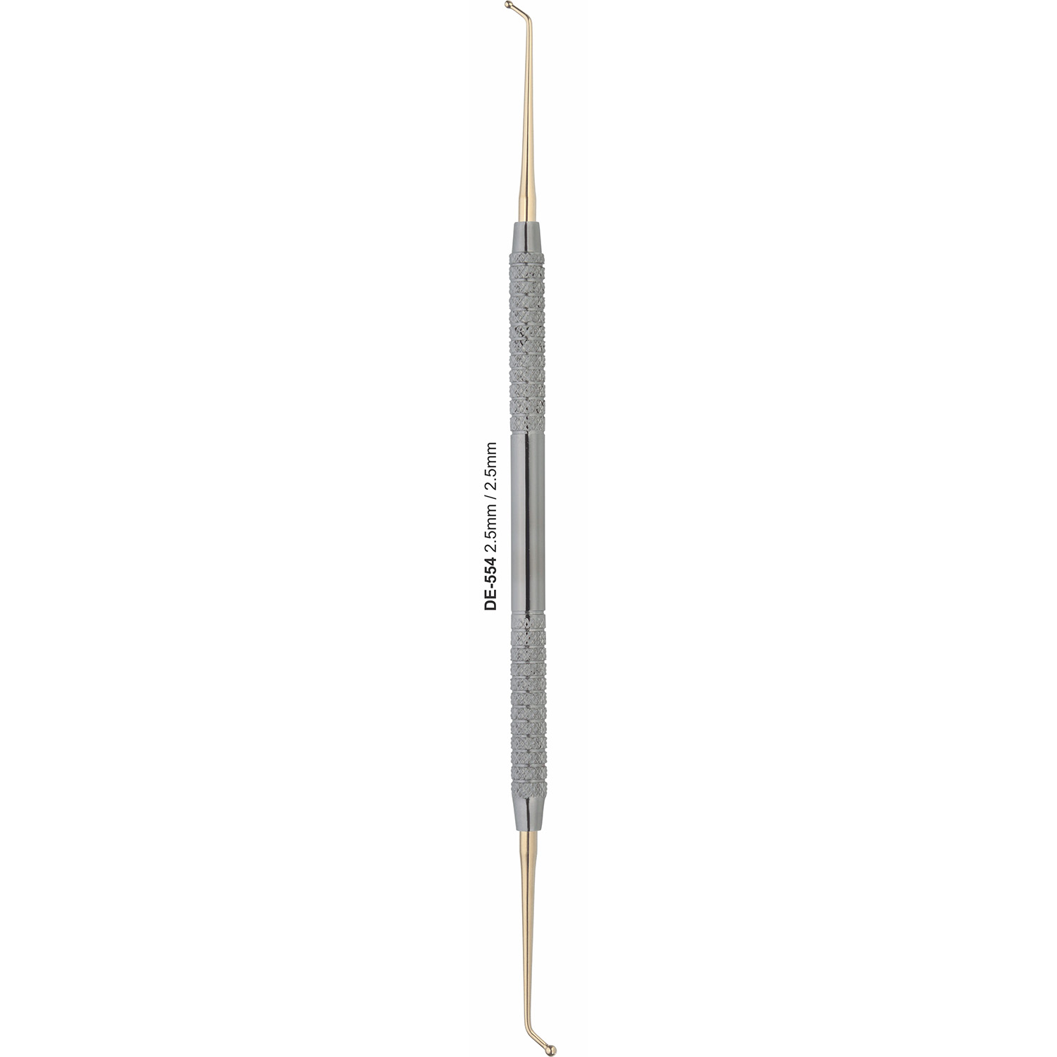 Vulinstrument 2,5/2,5 mm met vergulde werkdelen, 170 mm