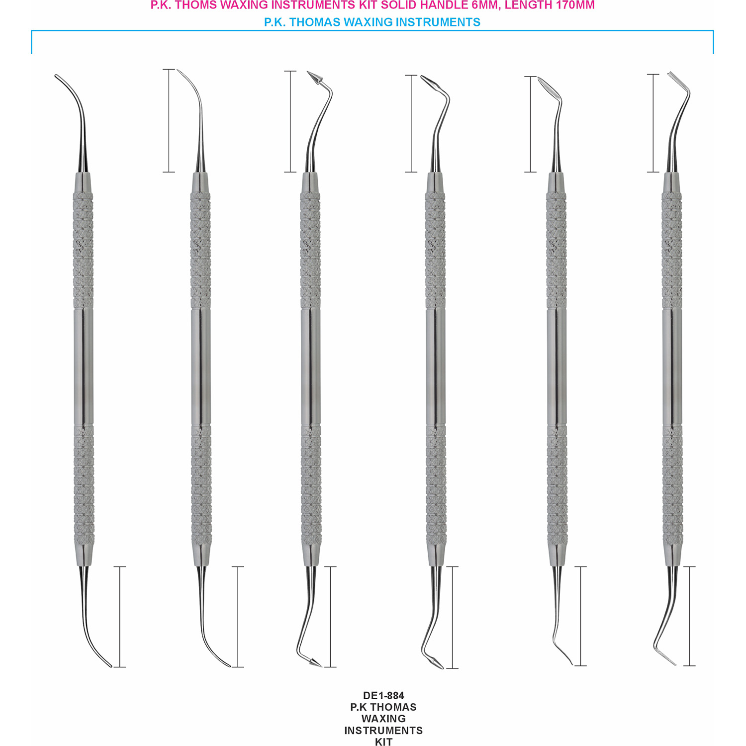 Wasmodelleerinstrumenten P.K. Thomas, set van 6 stuks