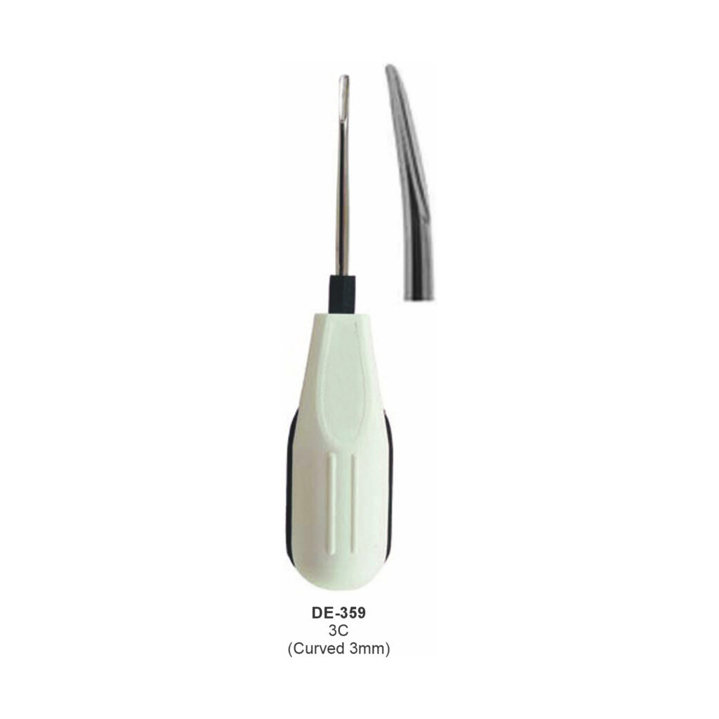 Wortelheffer 3C gebogen, 3 mm, kunststof handvat
