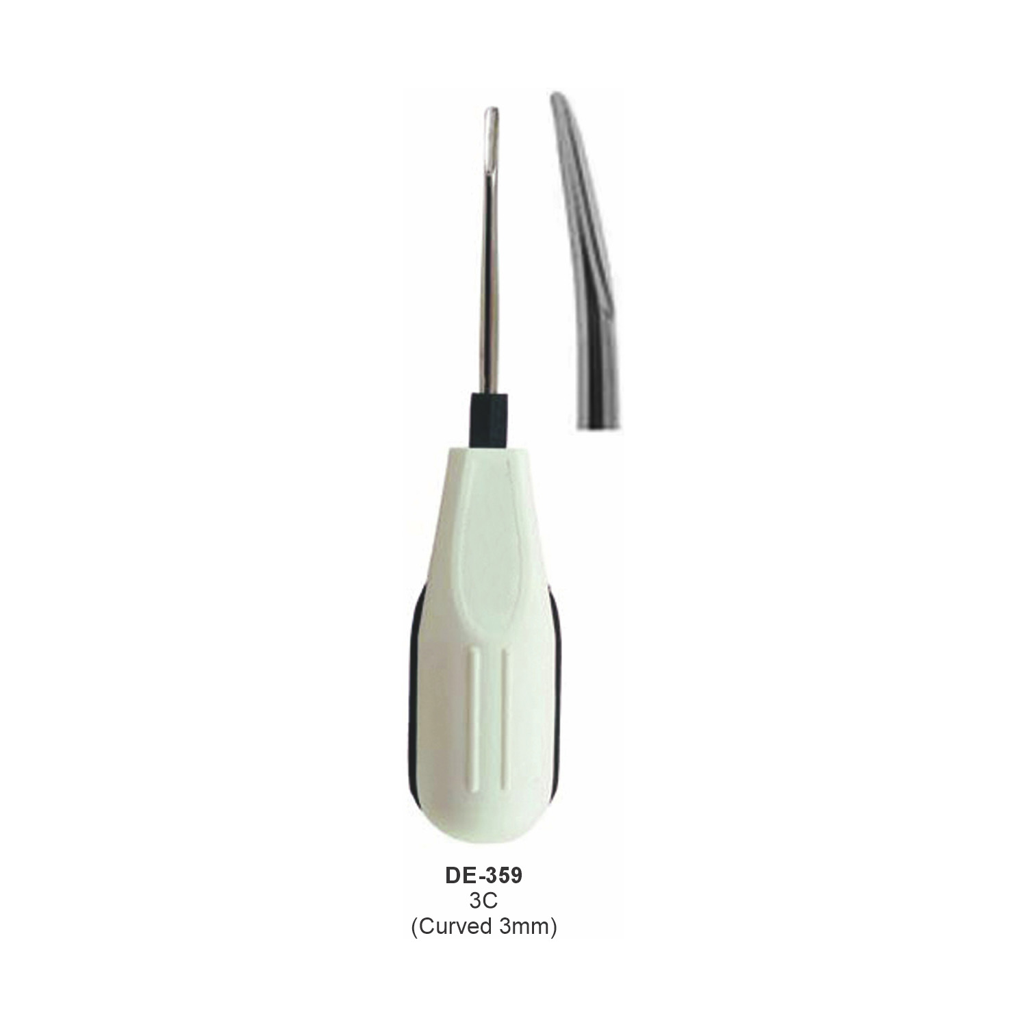 Wortelheffer 3C gebogen, 3 mm, kunststof handvat