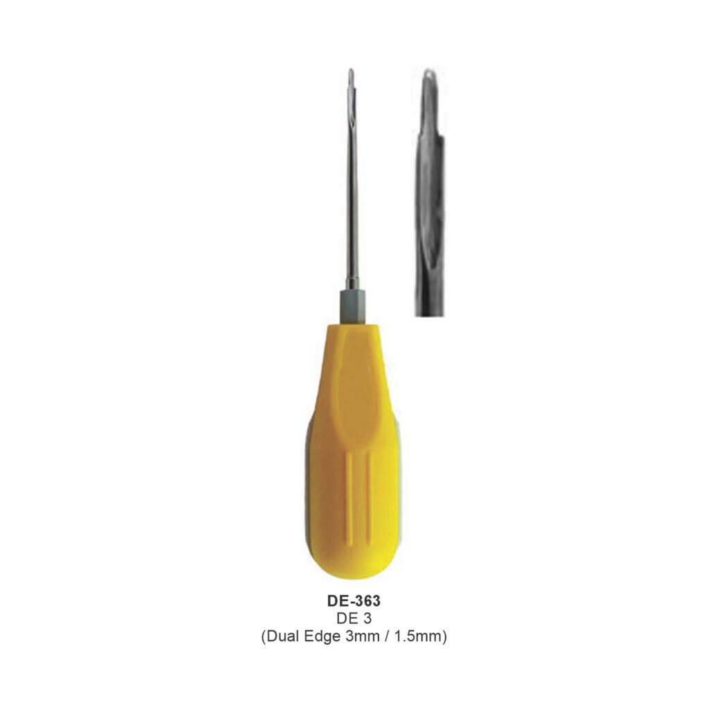 Wortelheffer DE3 dubbele snijrand, 3/1,5 mm, kunststof handvat