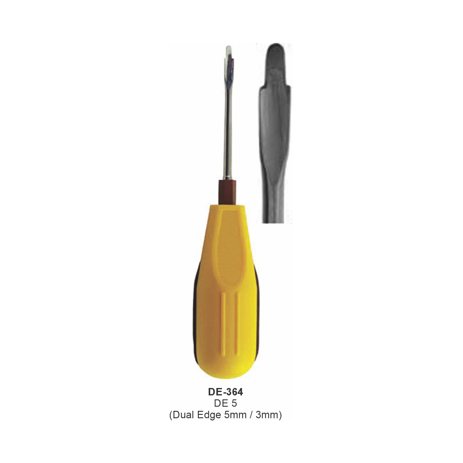 Wortelheffer DE5 dubbele snijrand, 5/3 mm, kunststof handvat