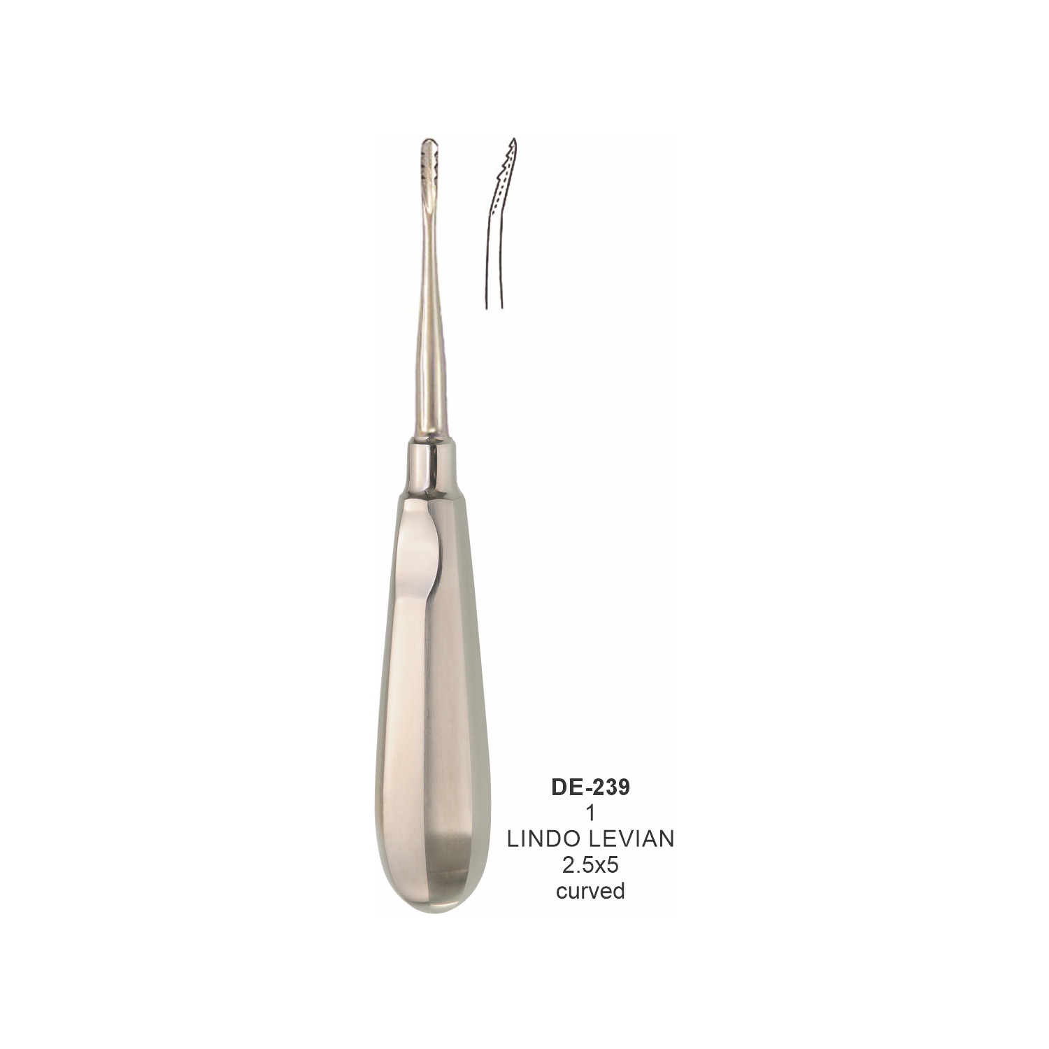 Wortelheffer Lindo Levien 1, 2,5 x 5 mm, gebogen