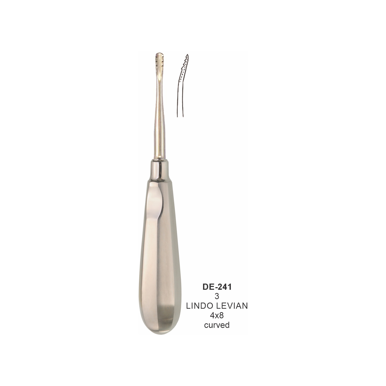 Wortelheffer Lindo Levien 3, 4 x 8 mm, gebogen