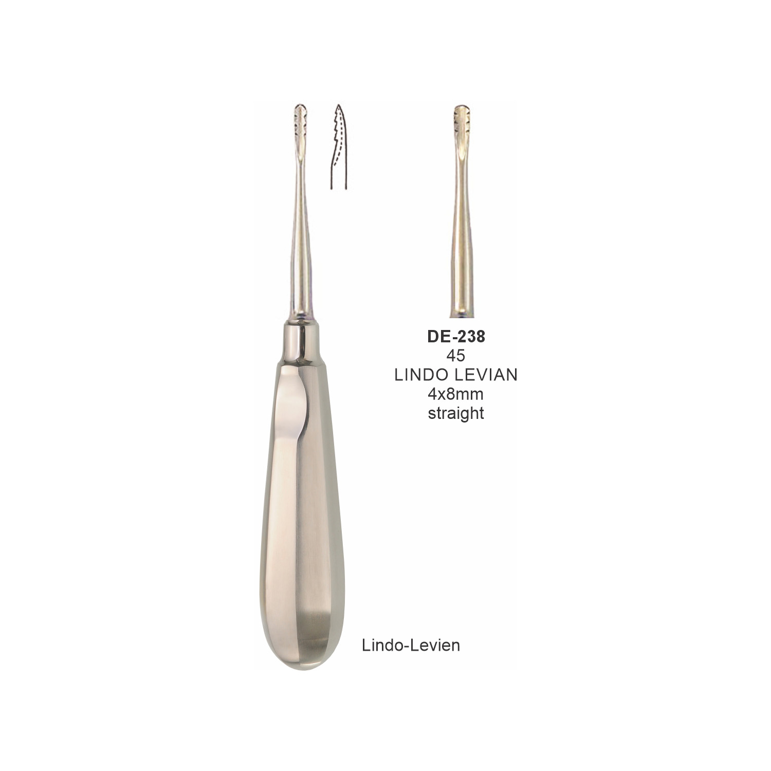 Wortelheffer Lindo Levien 45, 4 x 8 mm, recht