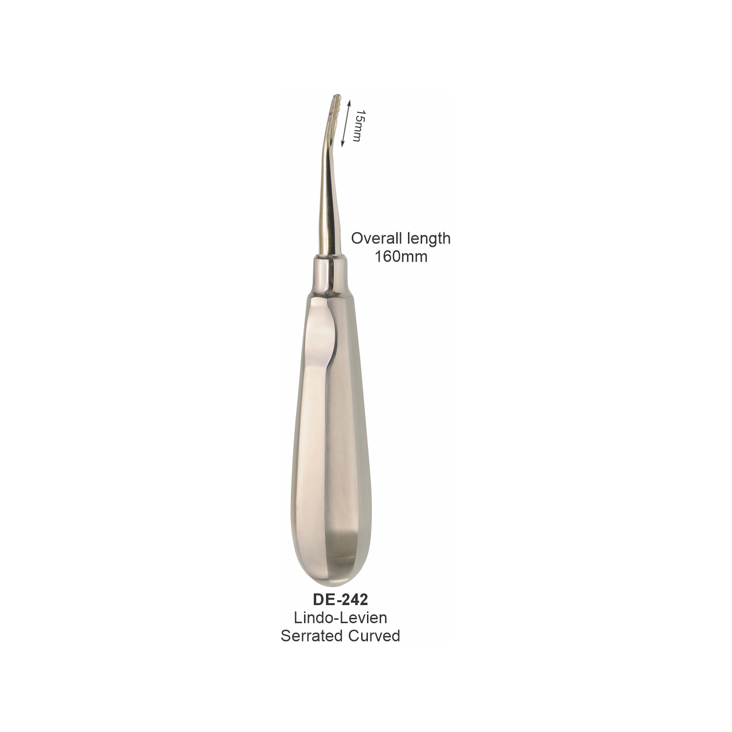Wortelheffer Lindo Levien gekarteld, gebogen, lengte 160 mm