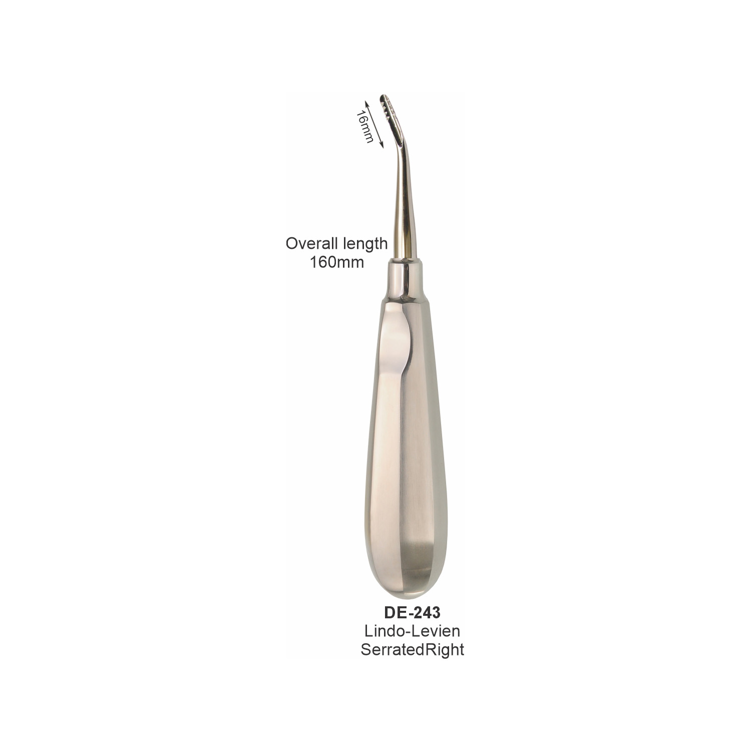 Wortelheffer Lindo Levien gekarteld, rechts, lengte 160 mm