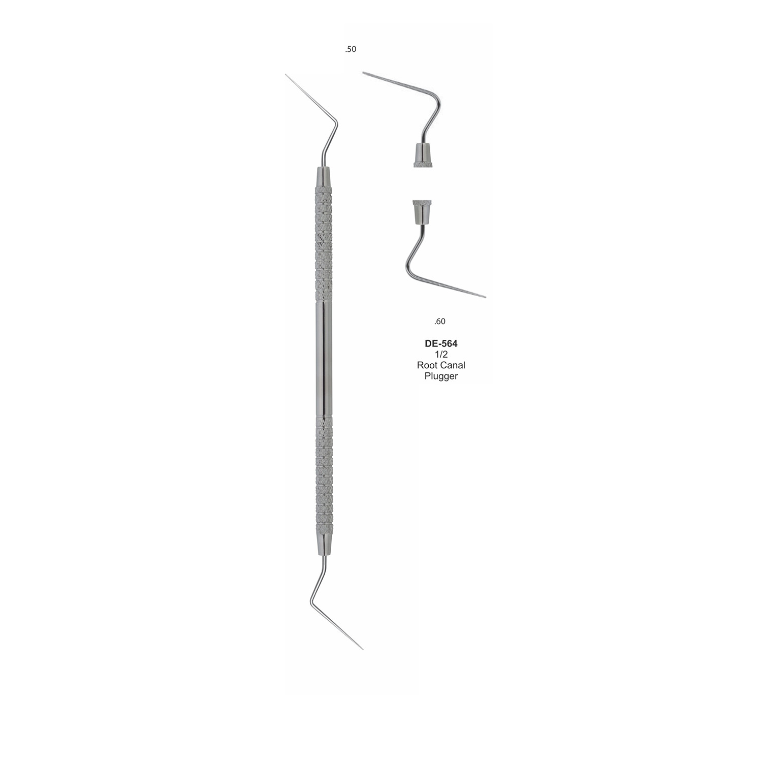 Wortelkanaalstopper dubbelzijdig 1/2, 21 mm, massief handvat 6 mm
